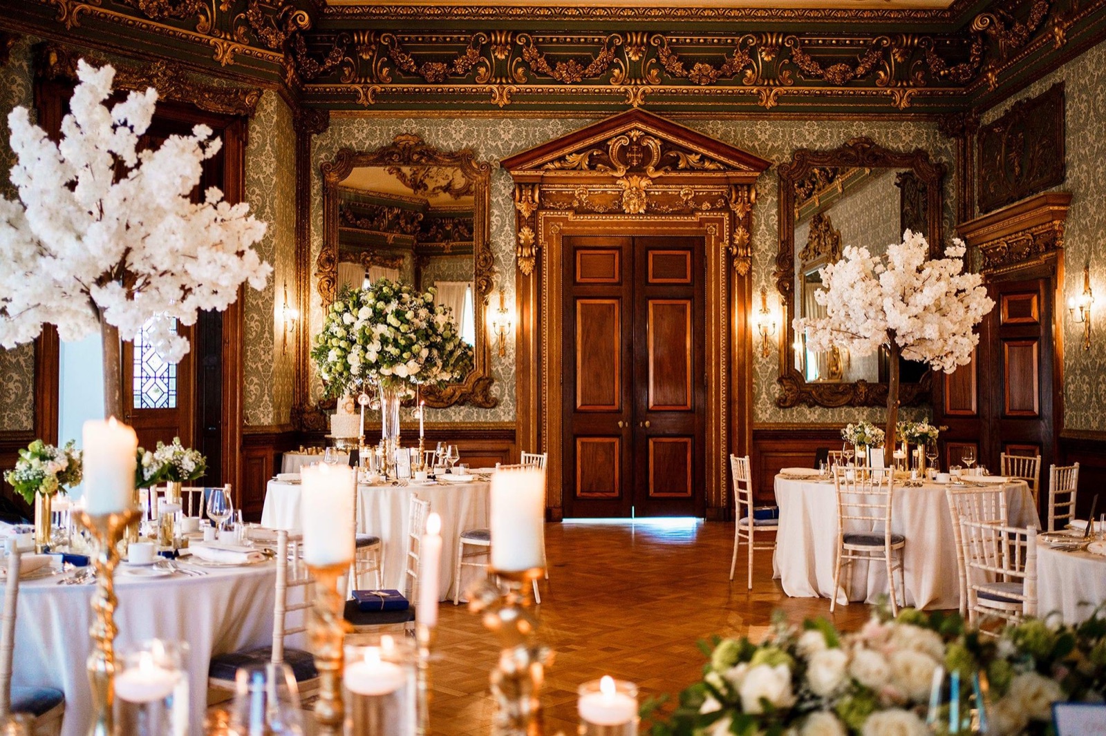 Wedding venue set for a reception